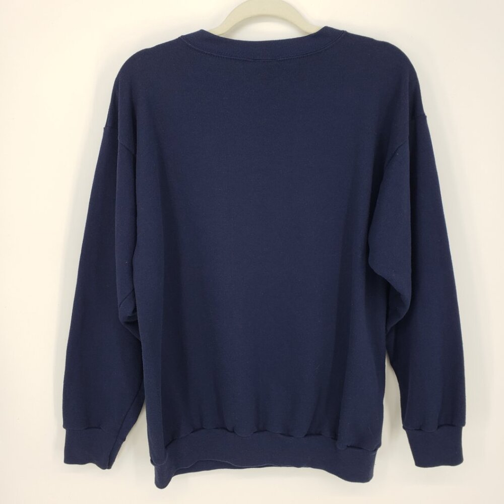 Vintage Sagittarius Zodiac Sweatshirt M Parachute Cat Graphic Stars Navy Teal - Picture 6 of 8